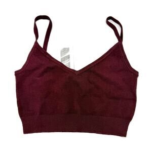 Intermix Knit Lounge Bralette S Burgundy Maroon Wireless Soft Stretch NWT